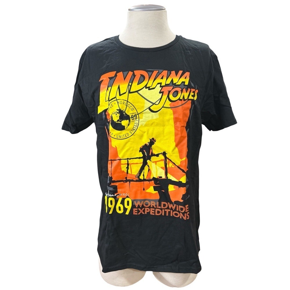 Indiana Jones Mens Shirt 1969 WorldWide Expeditions Size Large 42/44 Black